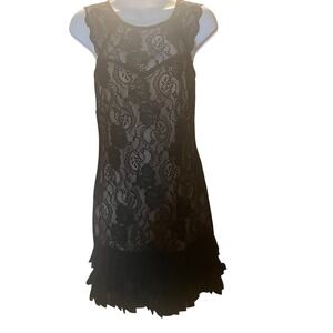 Womens Whimsigoth Dark Floral Fairy Lace Ruffle Hem Dress Size 2 Homecoming Goth